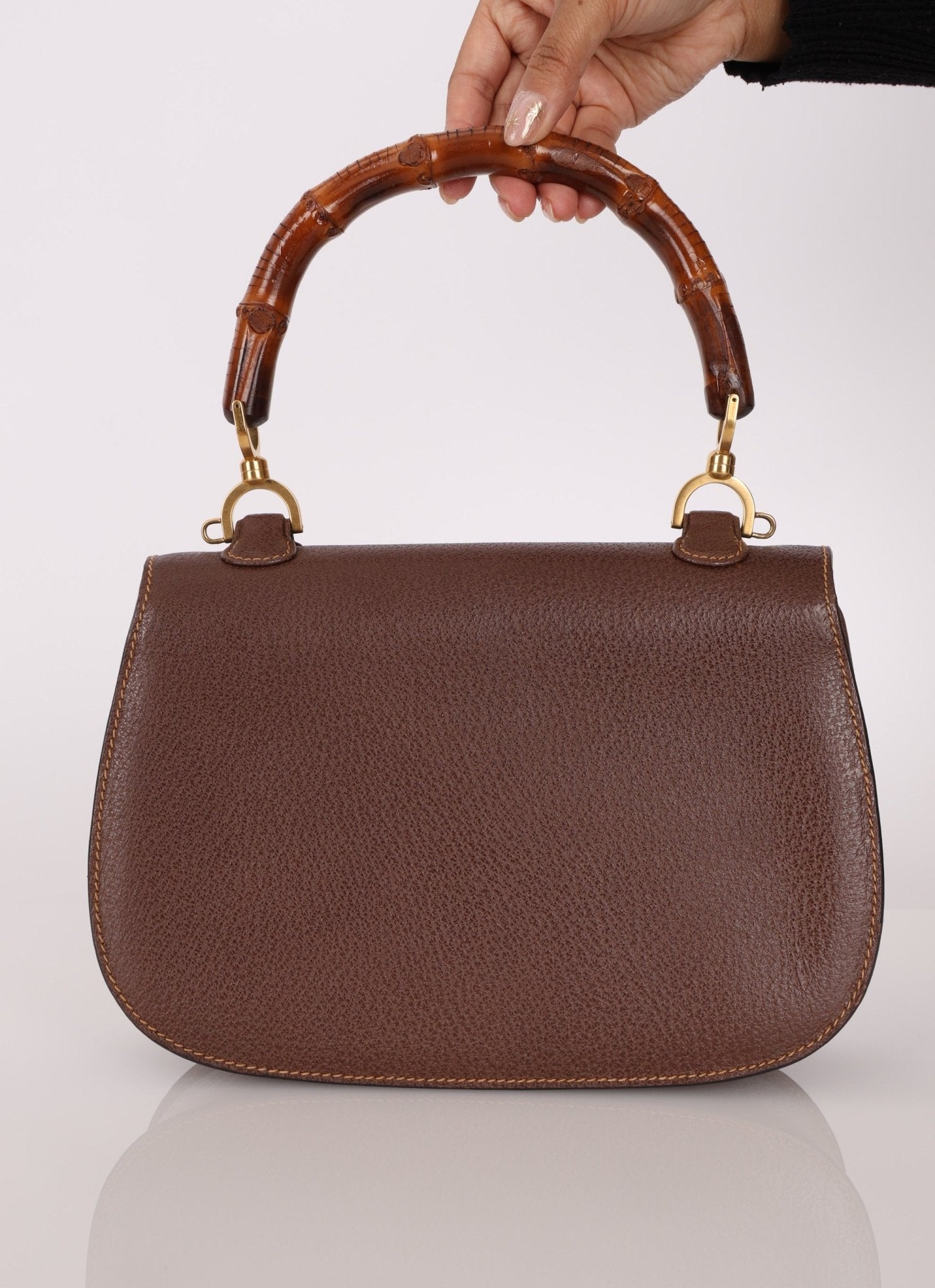 Gucci Leather Brown Bamboo Top Handle w/ Strap - FashioNica