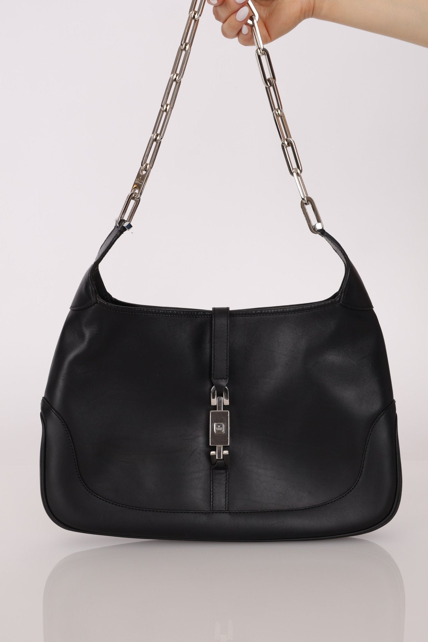 Gucci Leather Paperclip Chain Small Jackie - FashioNica