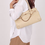 Gucci Leather Rosegold Horsebit Chain Ivory Handle Bag - FashioNica
