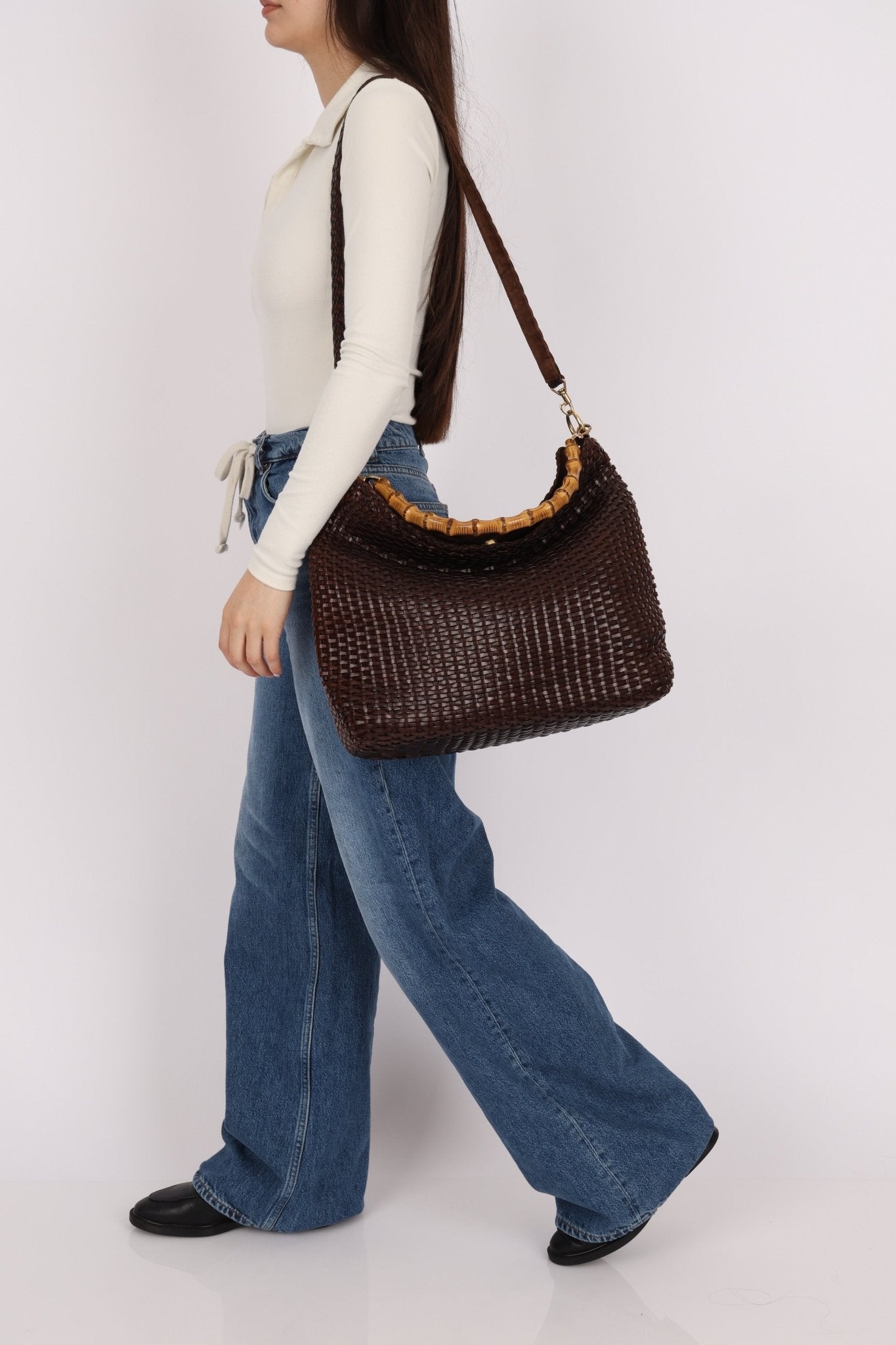 Gucci Leather Woven Bamboo Top Handle w/ Strap - FashioNica