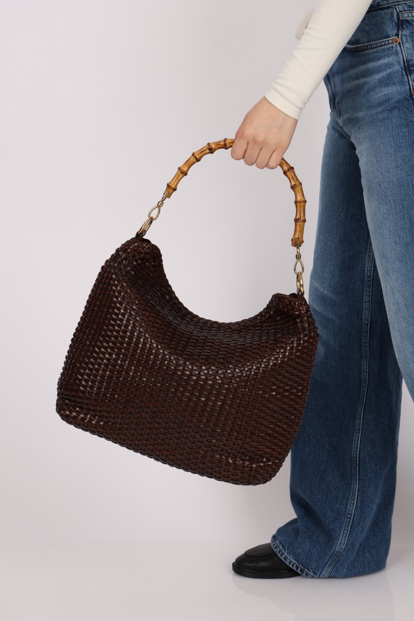 Gucci Leather Woven Bamboo Top Handle w/ Strap - FashioNica