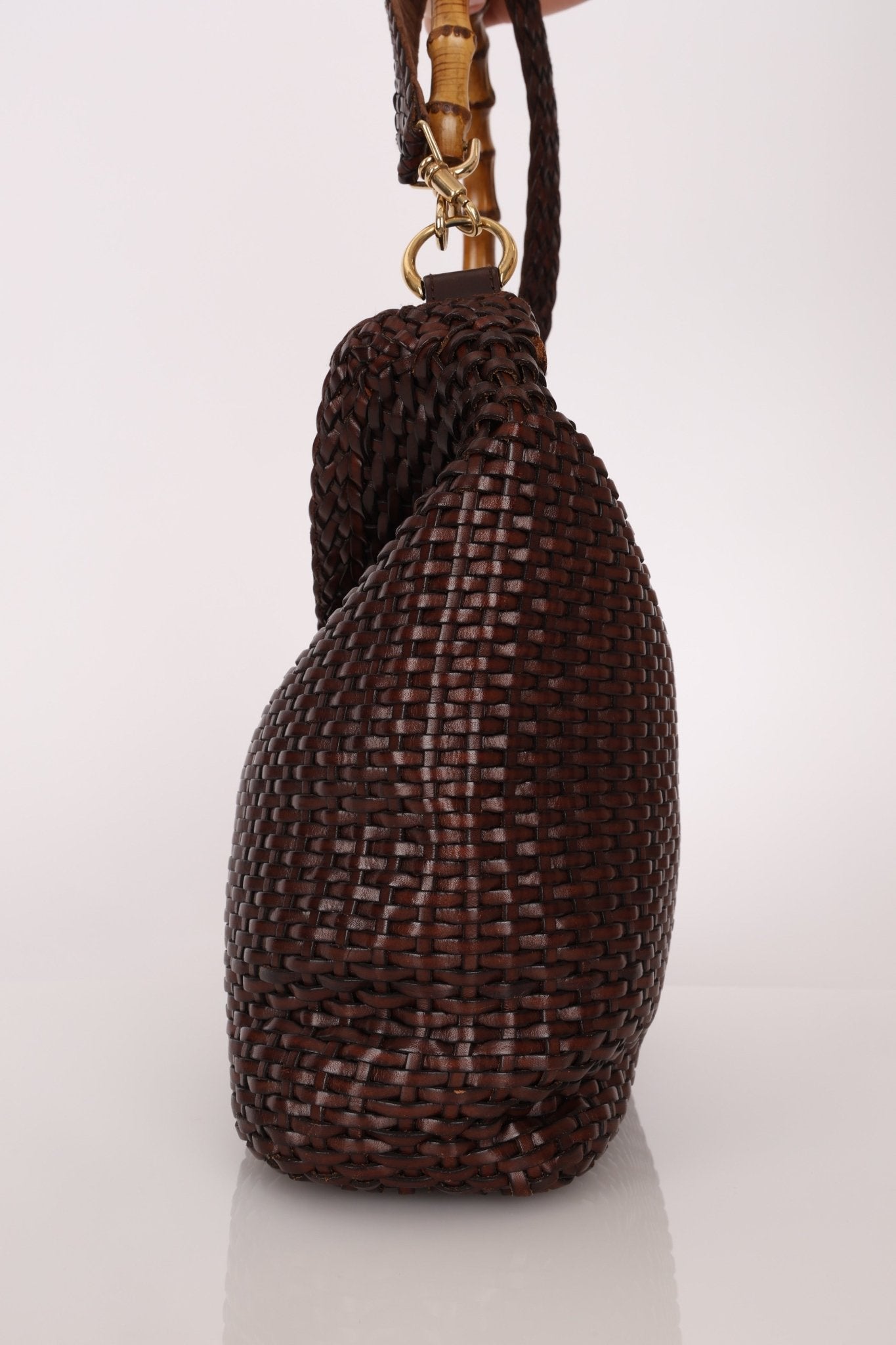 Gucci Leather Woven Bamboo Top Handle w/ Strap - FashioNica