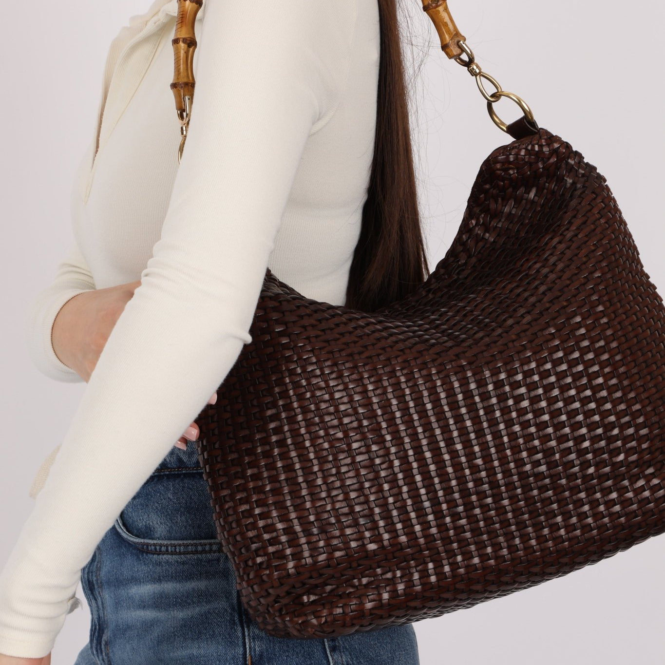 Gucci Leather Woven Bamboo Top Handle w/ Strap - FashioNica