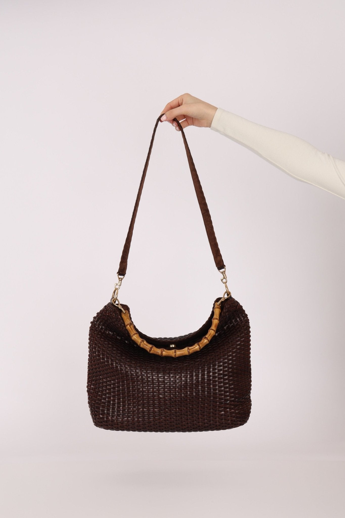 Gucci Leather Woven Bamboo Top Handle w/ Strap - FashioNica