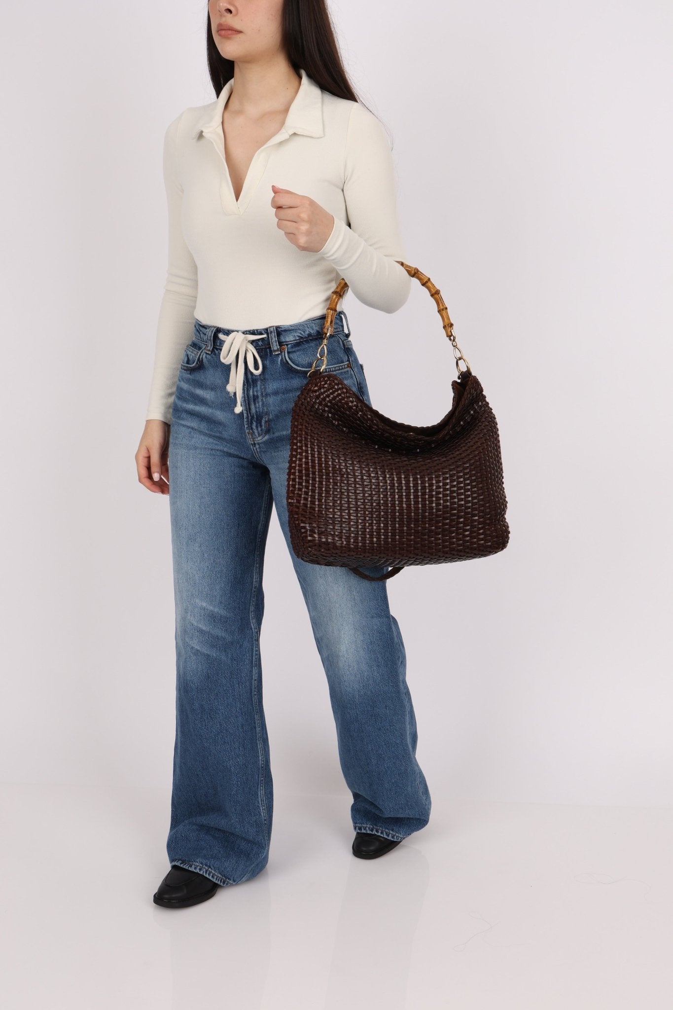 Gucci Leather Woven Bamboo Top Handle w/ Strap - FashioNica