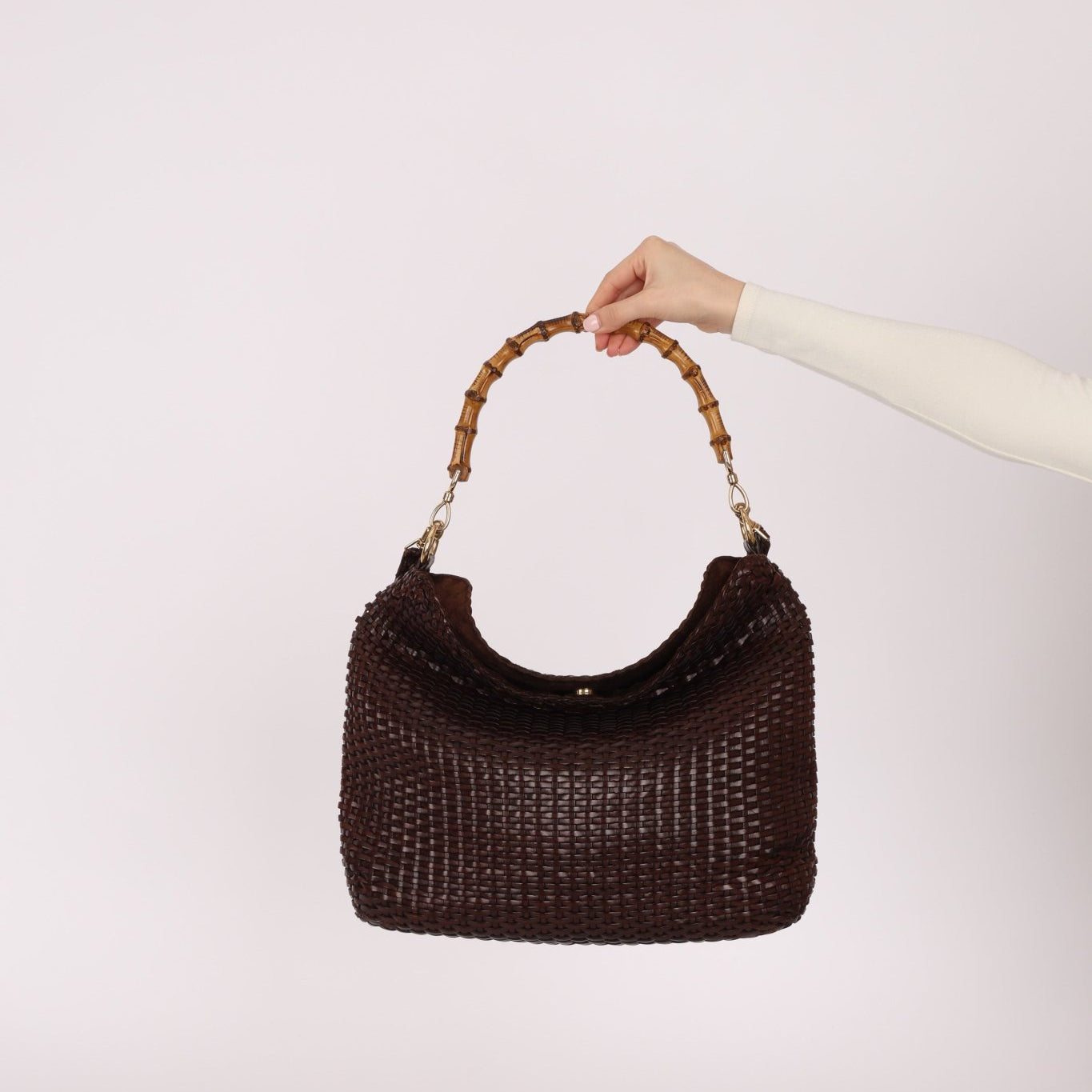 Gucci Leather Woven Bamboo Top Handle w/ Strap - FashioNica