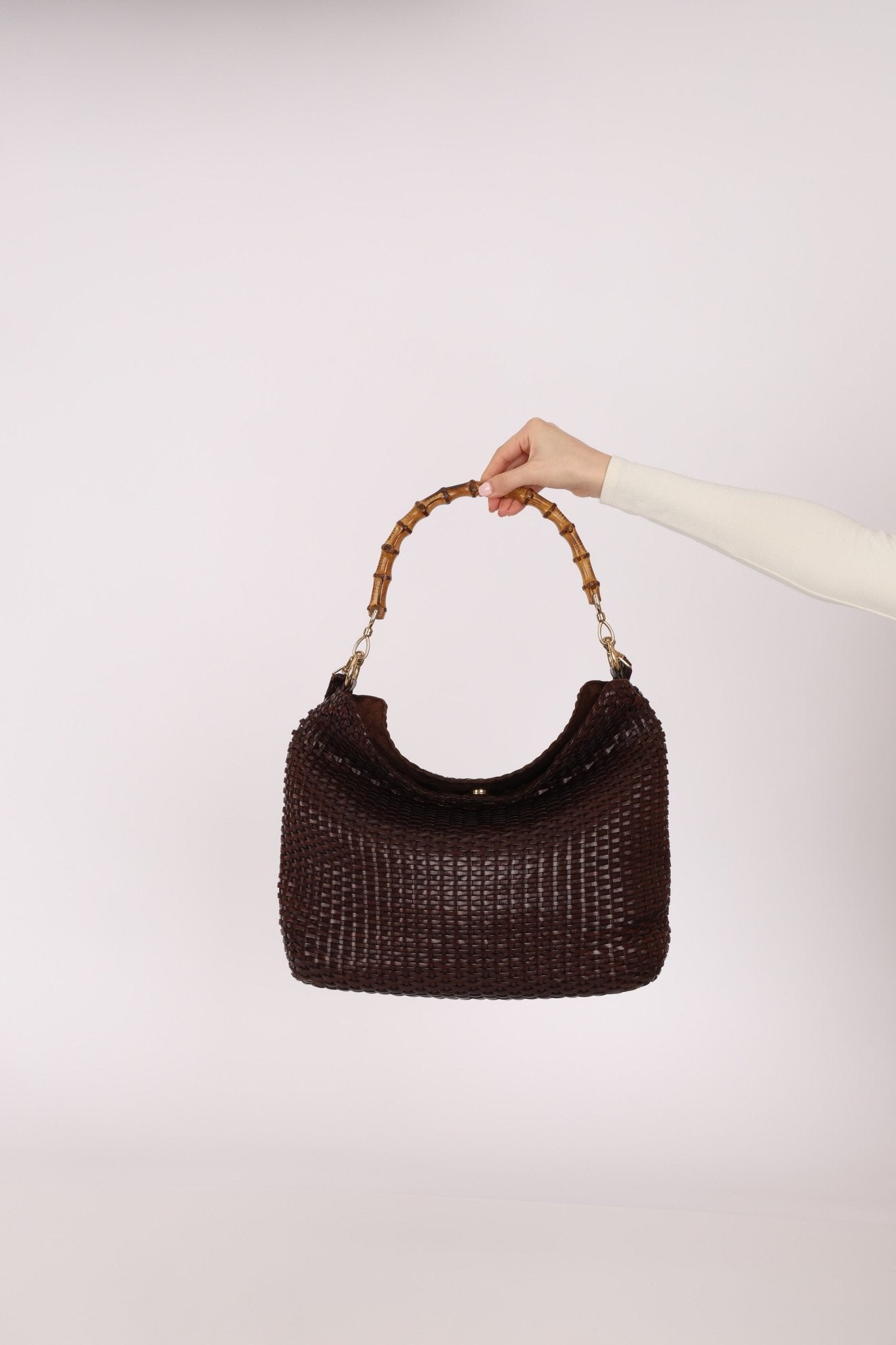 Gucci Leather Woven Bamboo Top Handle w/ Strap - FashioNica