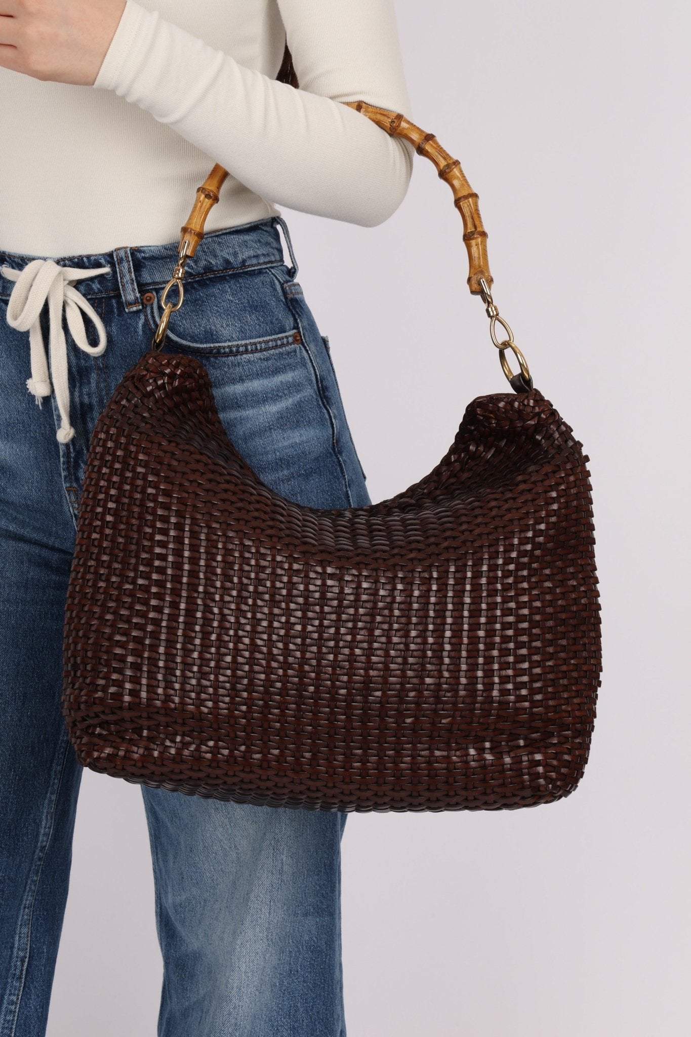 Gucci Leather Woven Bamboo Top Handle w/ Strap - FashioNica