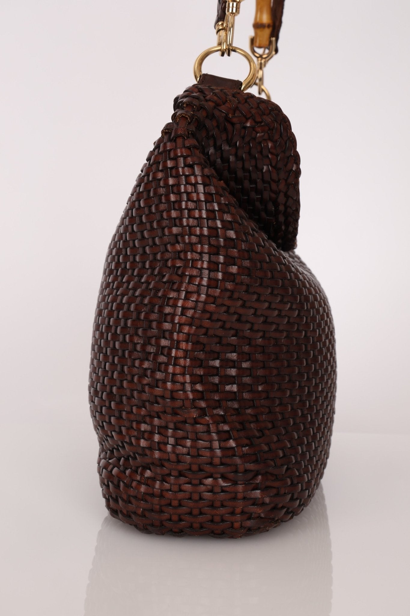 Gucci Leather Woven Bamboo Top Handle w/ Strap - FashioNica