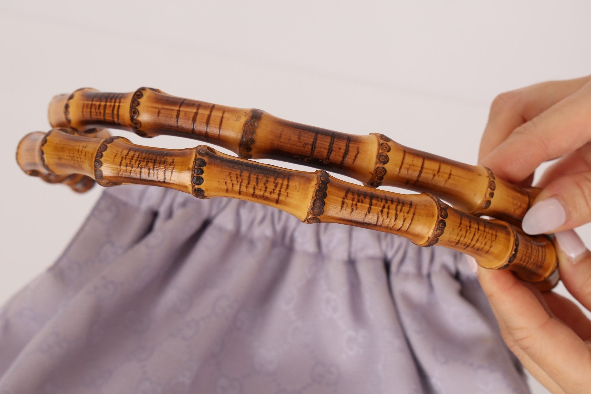 Gucci Lilac Monogram Bamboo Top Handle Tote - FashioNica