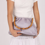 Gucci Lilac Monogram Bamboo Top Handle Tote - FashioNica