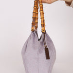 Gucci Lilac Monogram Bamboo Top Handle Tote - FashioNica