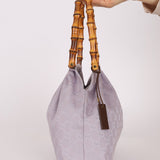 Gucci Lilac Monogram Bamboo Top Handle Tote - FashioNica