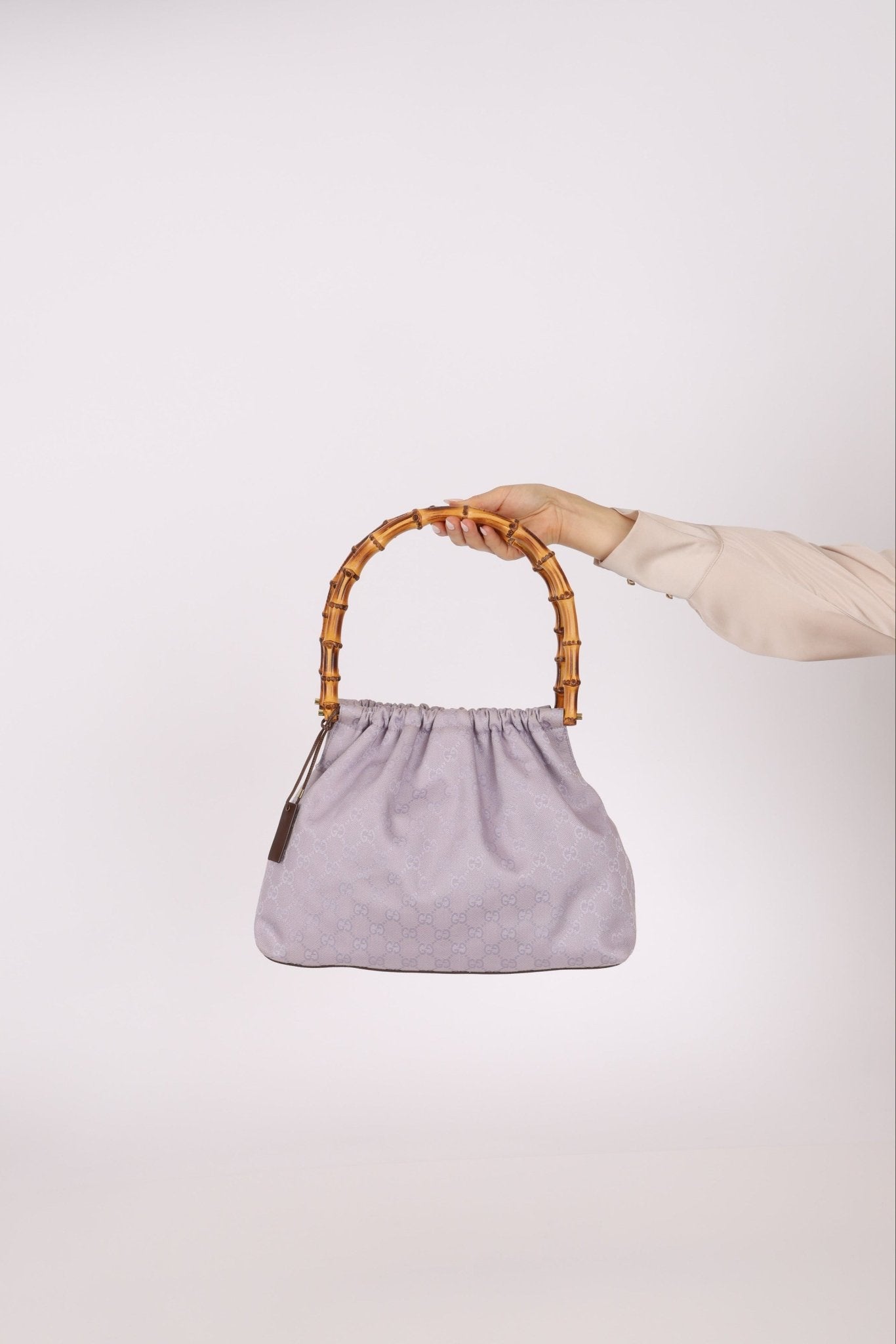 Gucci Lilac Monogram Bamboo Top Handle Tote - FashioNica