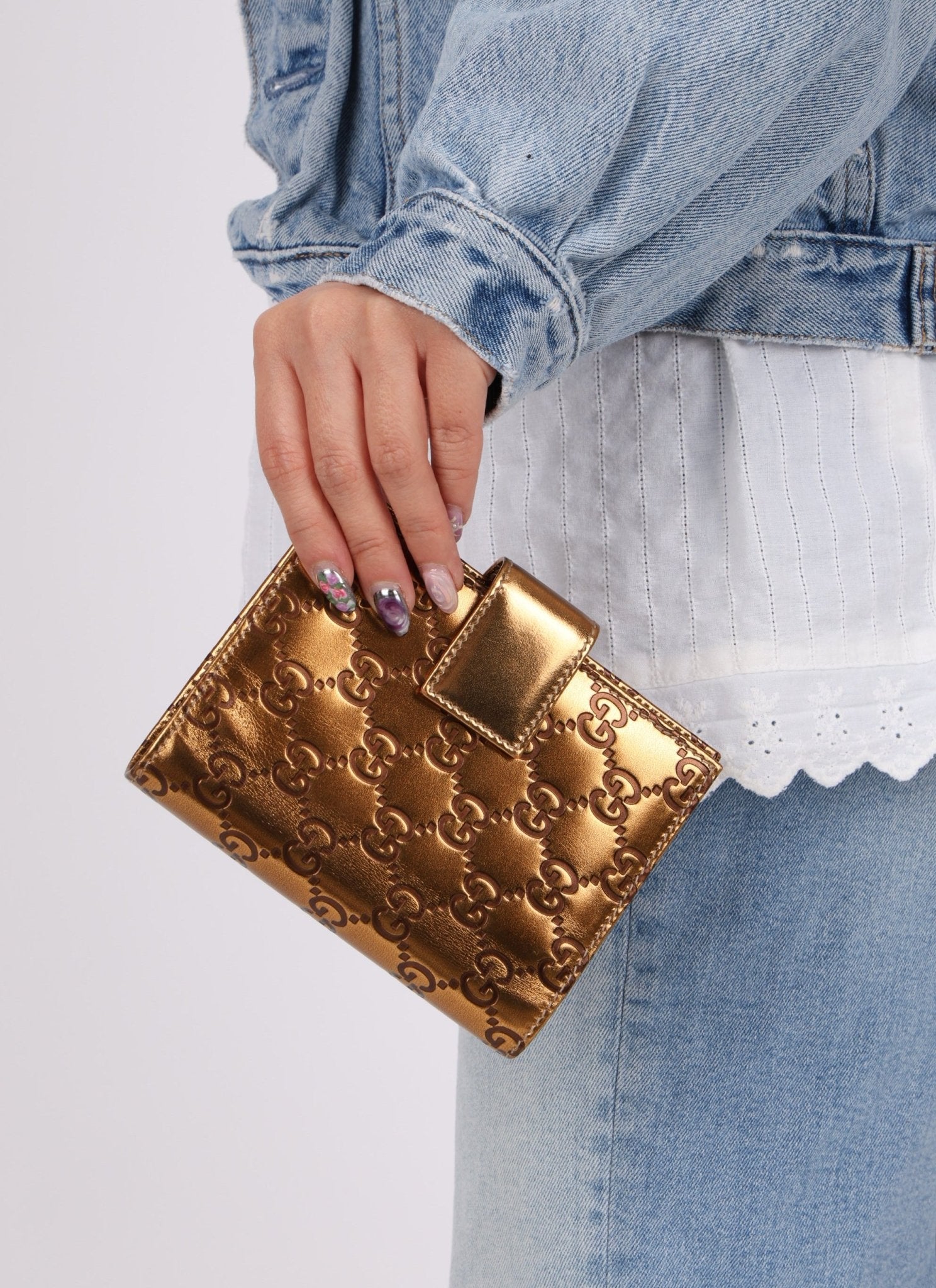 Gucci Metallic Bronze Monogram Agenda Cover - FashioNica