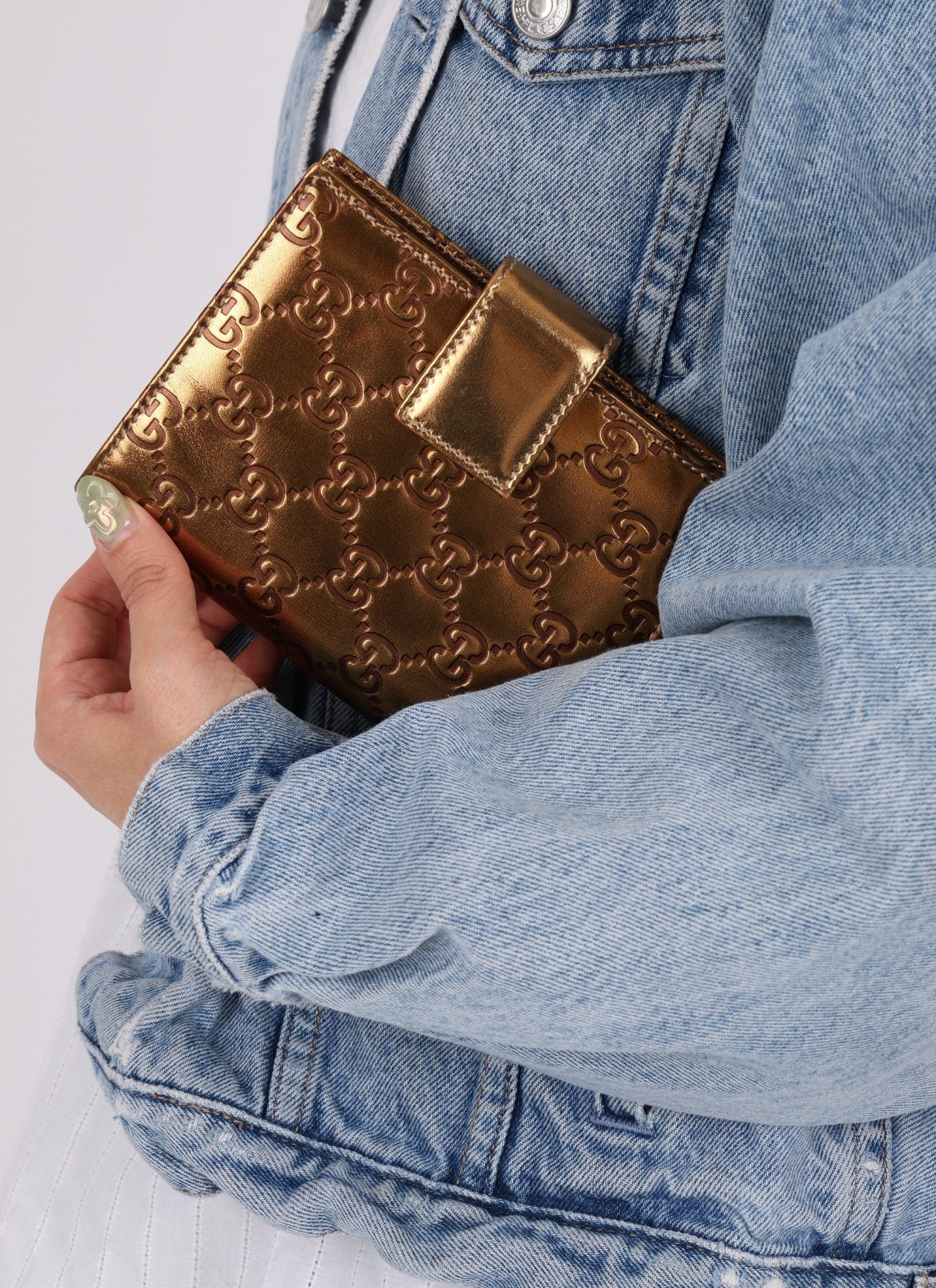 Gucci Metallic Bronze Monogram Agenda Cover - FashioNica