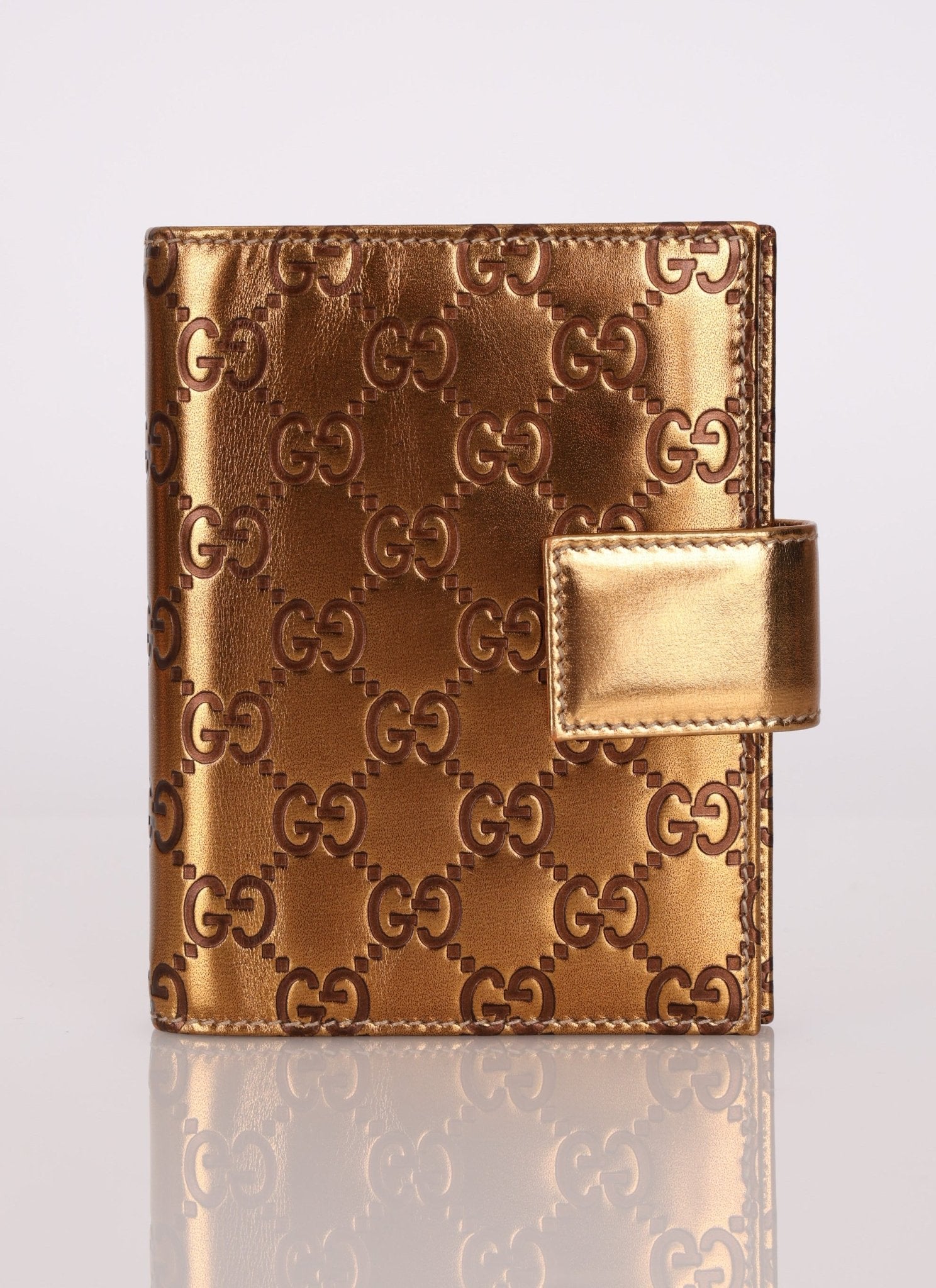 Gucci Metallic Bronze Monogram Agenda Cover - FashioNica