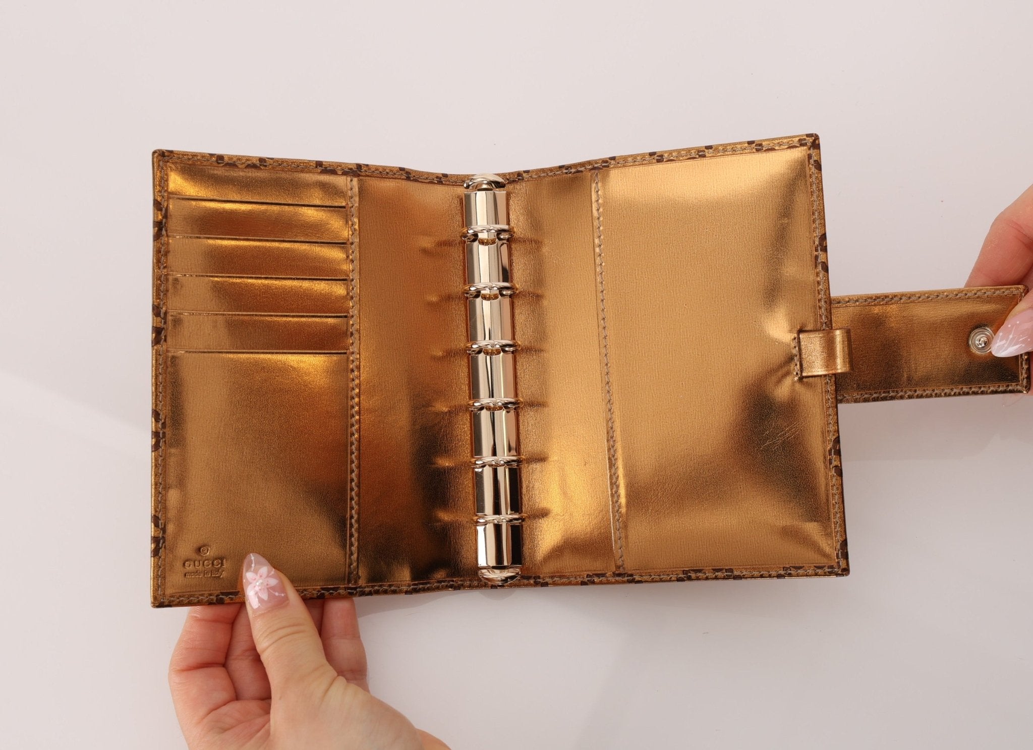 Gucci Metallic Bronze Monogram Agenda Cover - FashioNica