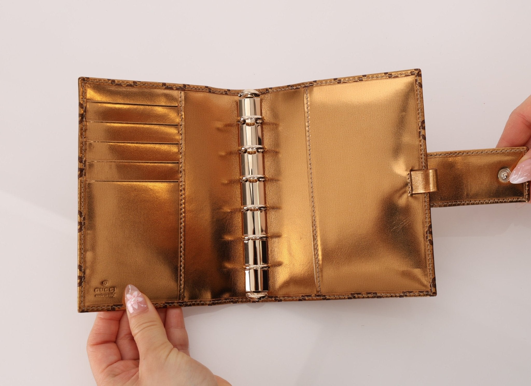 Gucci Metallic Bronze Monogram Agenda Cover - FashioNica