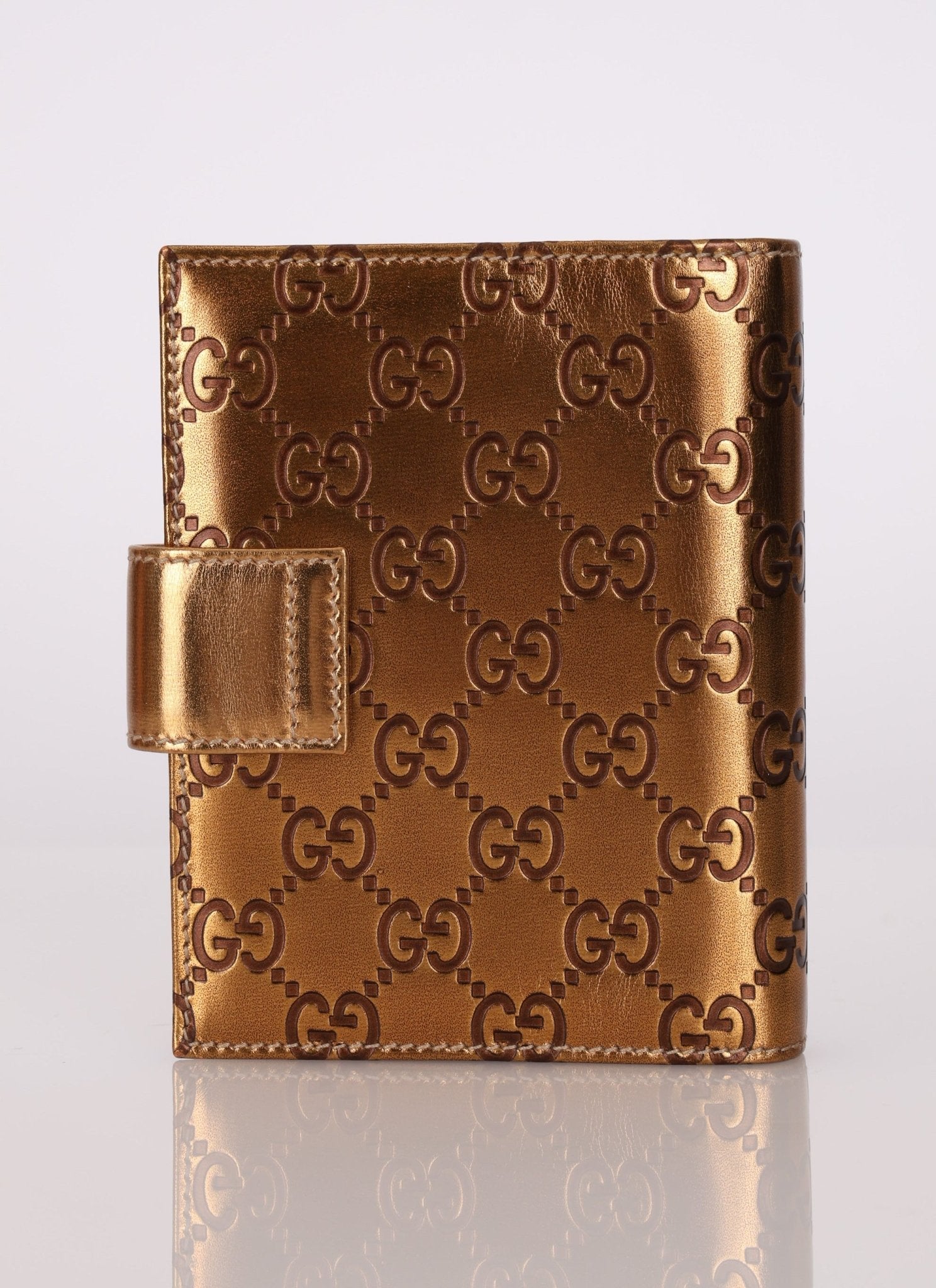 Gucci Metallic Bronze Monogram Agenda Cover - FashioNica