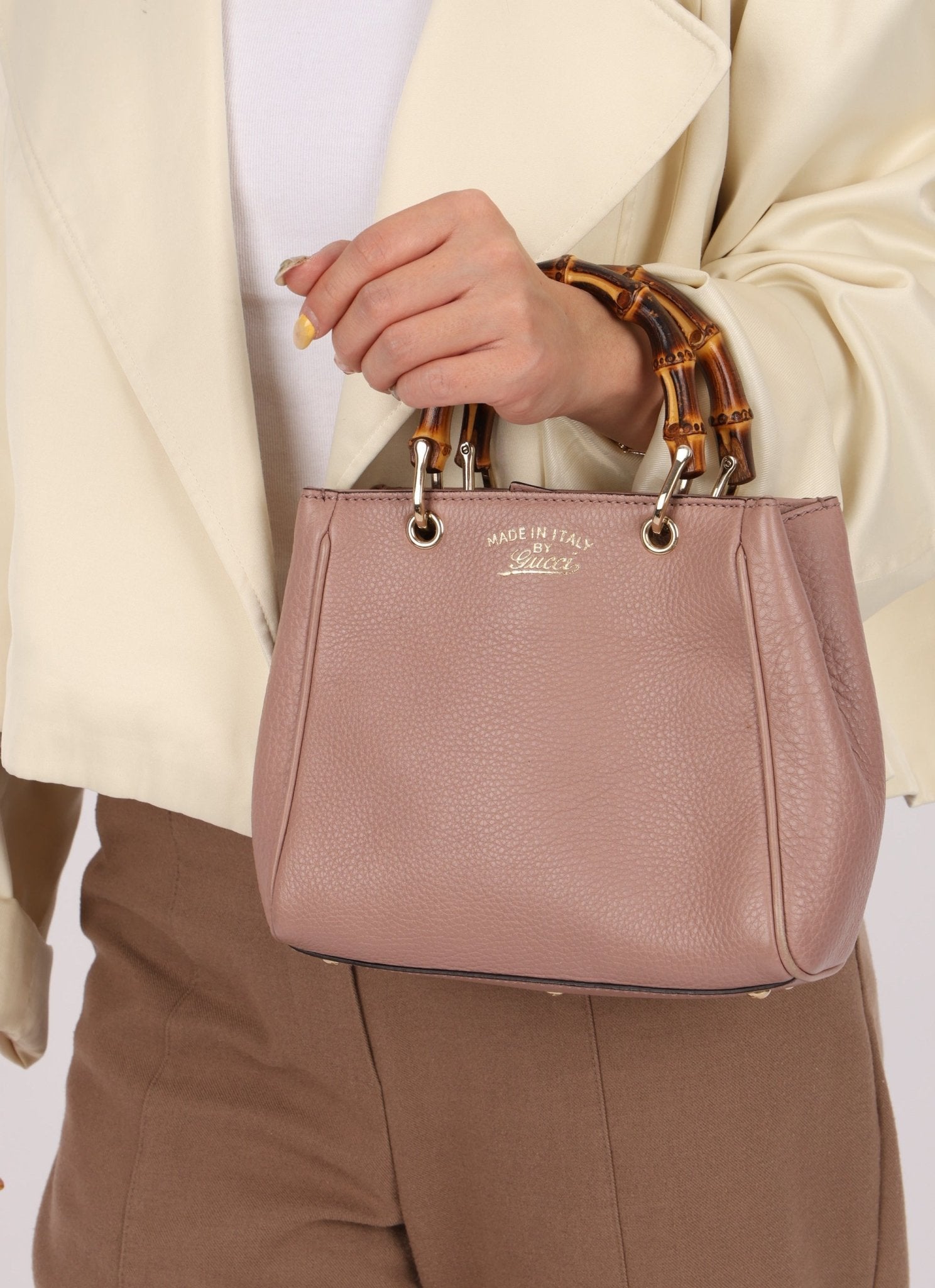 Gucci Mini Leather Bamboo Shopper Tote - FashioNica