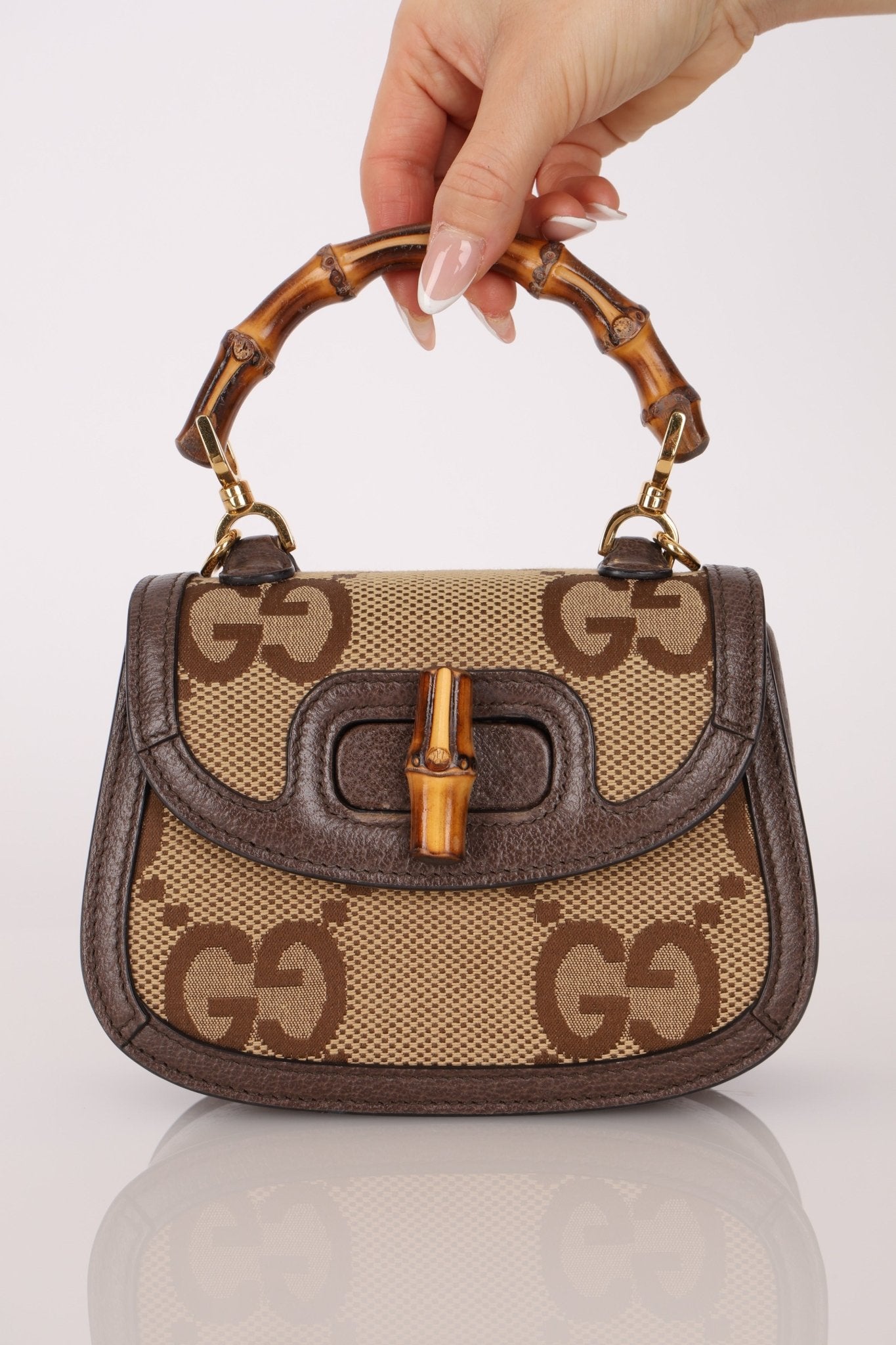 Gucci Monogram Bamboo Top Handle Bag - FashioNica