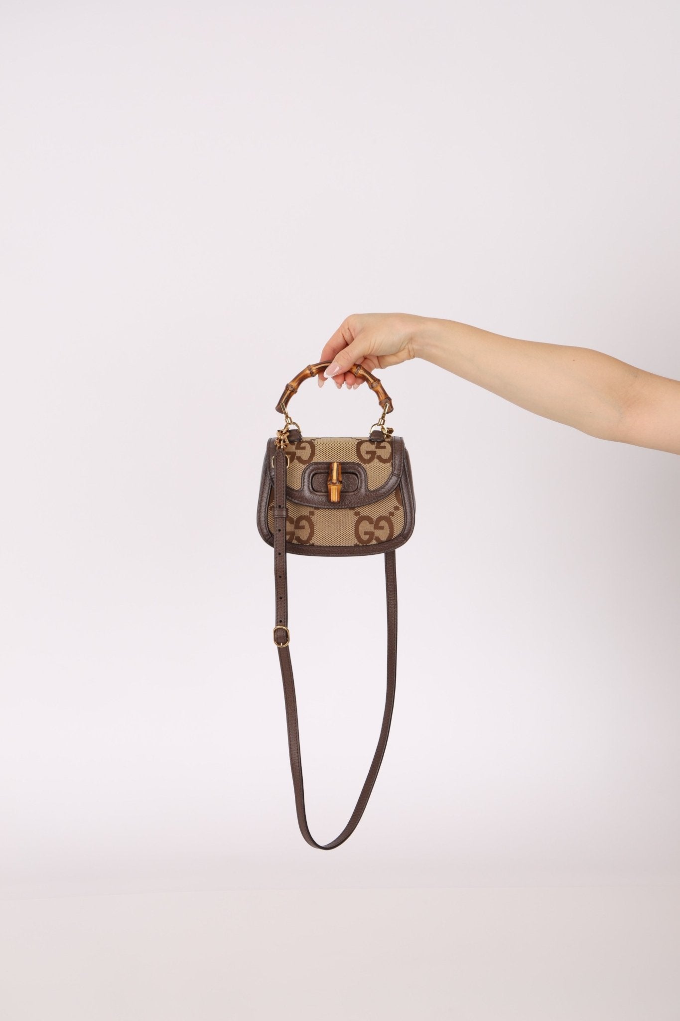 Gucci Monogram Bamboo Top Handle Bag - FashioNica