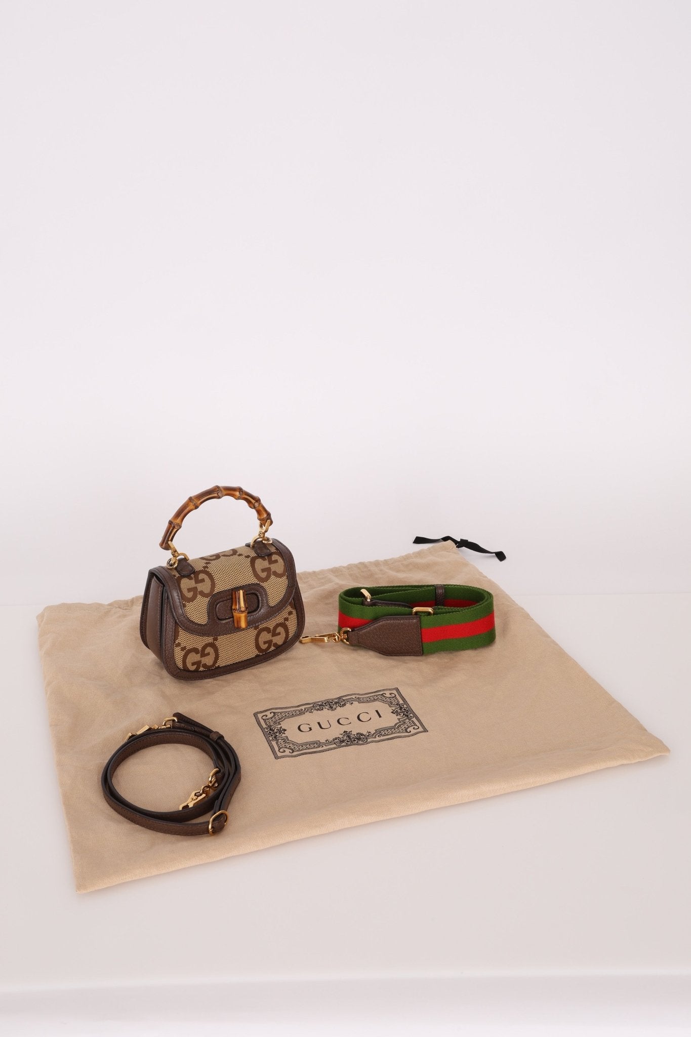 Gucci Monogram Bamboo Top Handle Bag - FashioNica