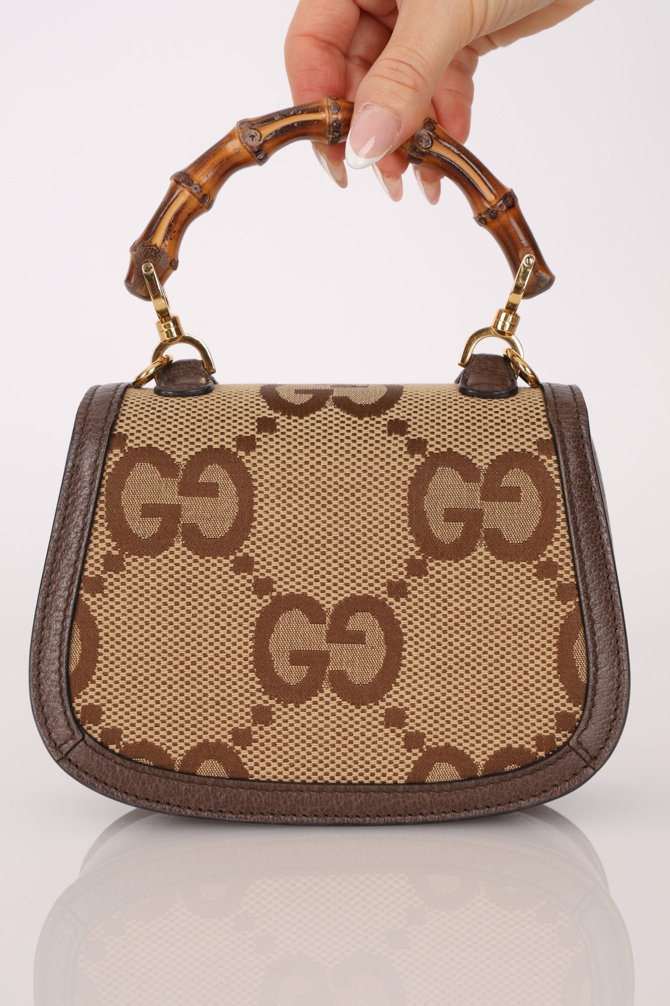Gucci Monogram Bamboo Top Handle Bag - FashioNica