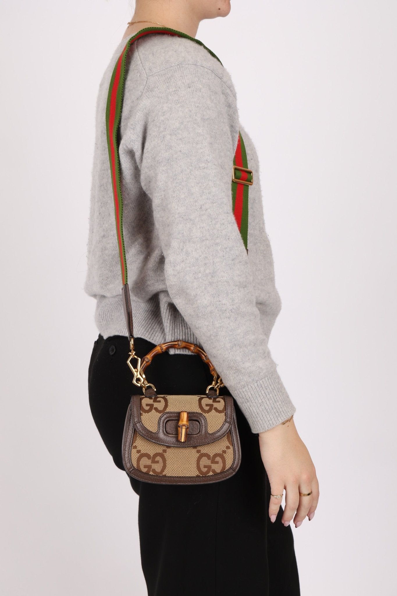 Gucci Monogram Bamboo Top Handle Bag - FashioNica