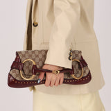 Gucci Monogram Bordeaux Horsebit Pochette - FashioNica