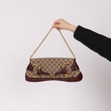 Gucci Monogram Bordeaux Horsebit Pochette - FashioNica