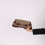 Gucci Monogram Bordeaux Horsebit Pochette - FashioNica