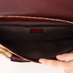 Gucci Monogram Bordeaux Horsebit Pochette - FashioNica