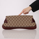 Gucci Monogram Bordeaux Horsebit Pochette - FashioNica