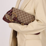 Gucci Monogram Bordeaux Horsebit Pochette - FashioNica