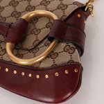 Gucci Monogram Bordeaux Horsebit Pochette - FashioNica