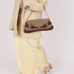 Gucci Monogram Bordeaux Horsebit Pochette - FashioNica