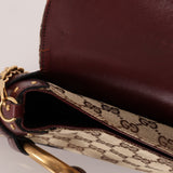 Gucci Monogram Bordeaux Horsebit Pochette - FashioNica