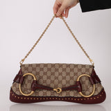 Gucci Monogram Bordeaux Horsebit Pochette - FashioNica
