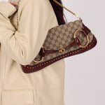 Gucci Monogram Bordeaux Horsebit Pochette - FashioNica