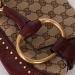 Gucci Monogram Bordeaux Horsebit Pochette - FashioNica