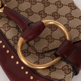 Gucci Monogram Bordeaux Horsebit Pochette - FashioNica