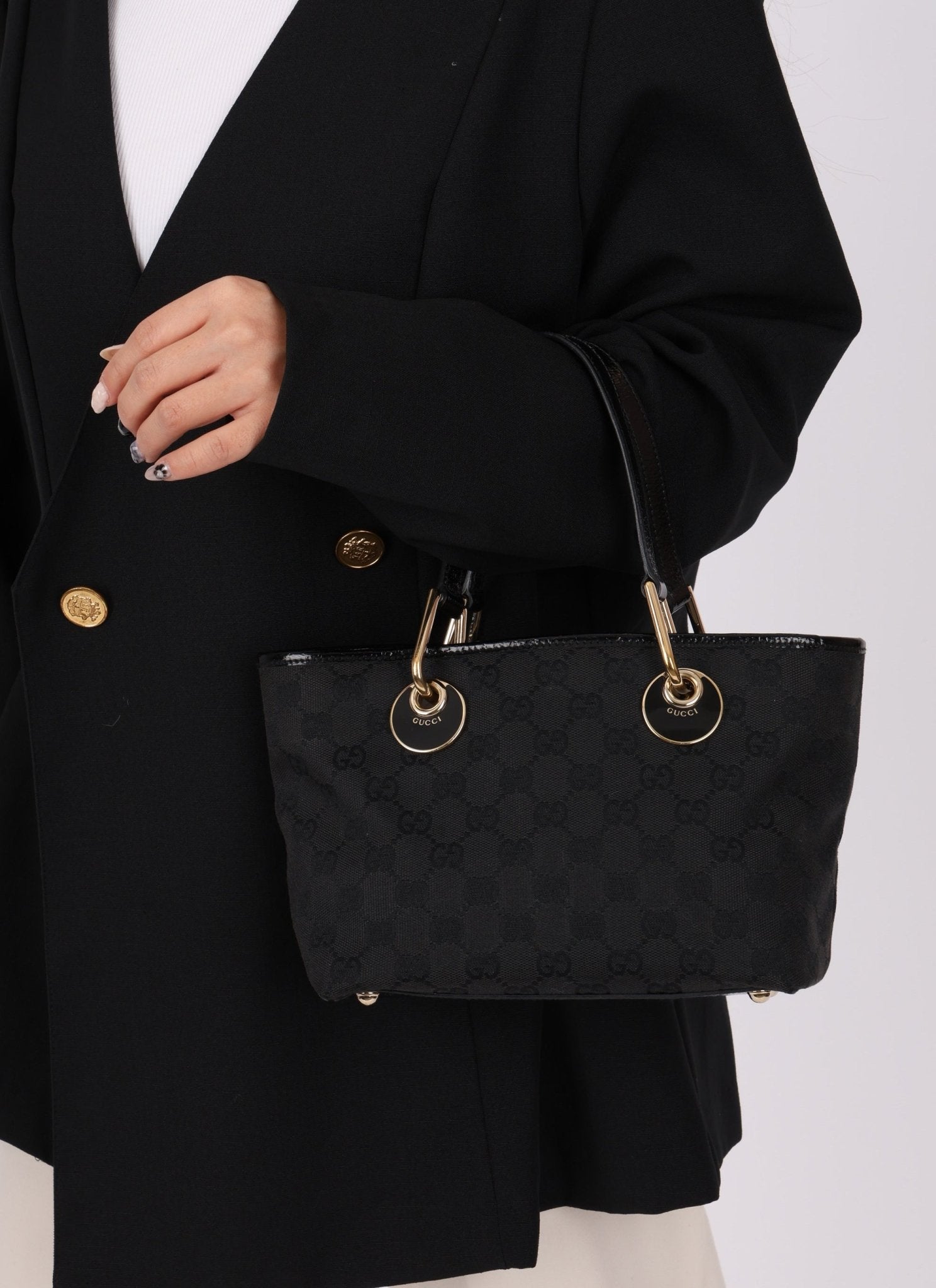 Gucci Monogram Canvas Black Mini Tote Bag - FashioNica