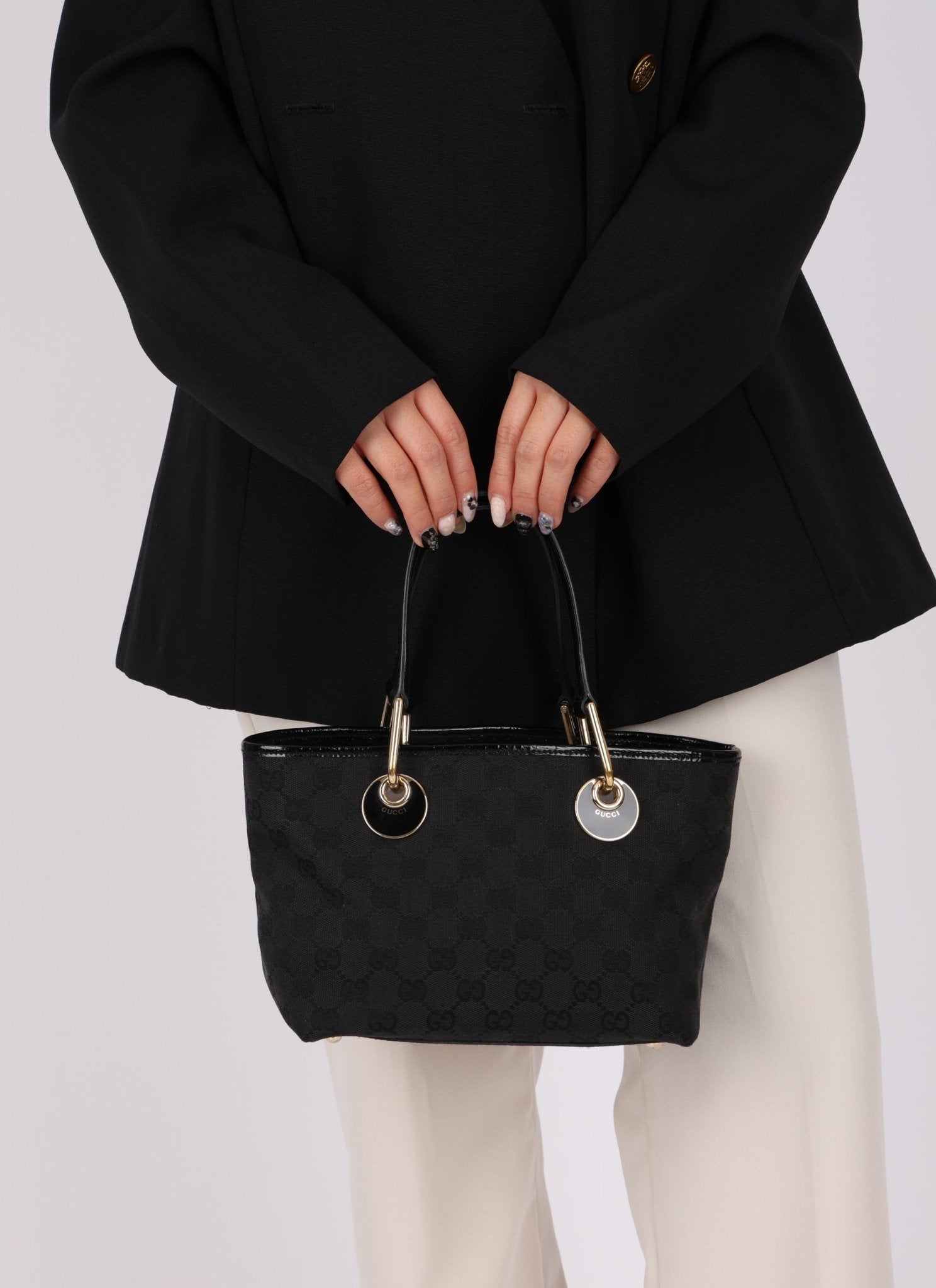 Gucci Monogram Canvas Black Mini Tote Bag - FashioNica