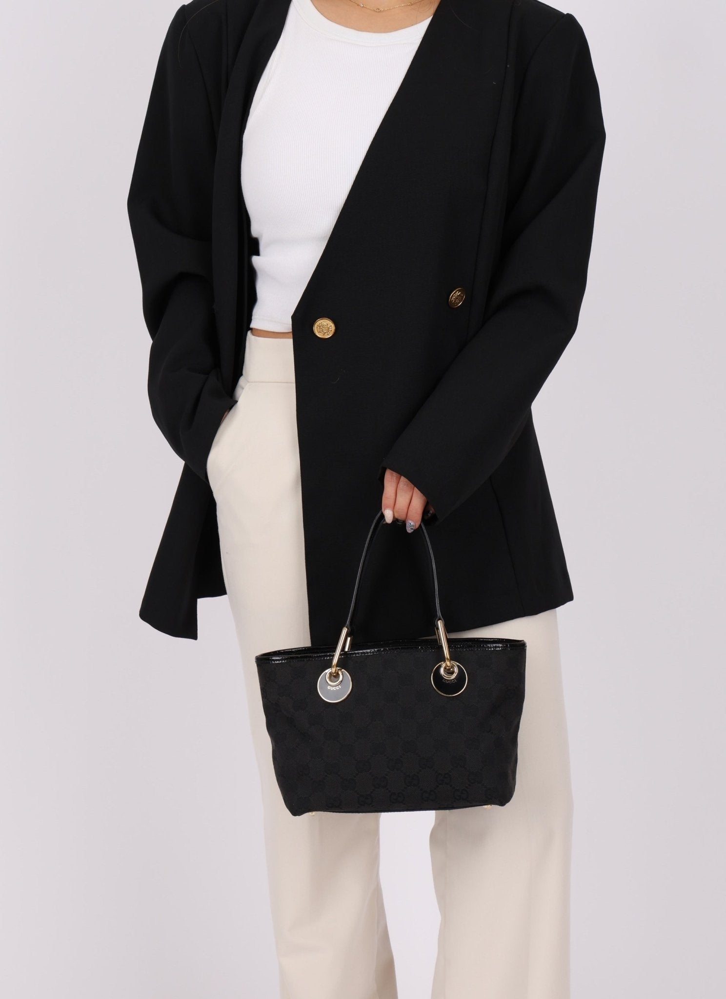 Gucci Monogram Canvas Black Mini Tote Bag - FashioNica