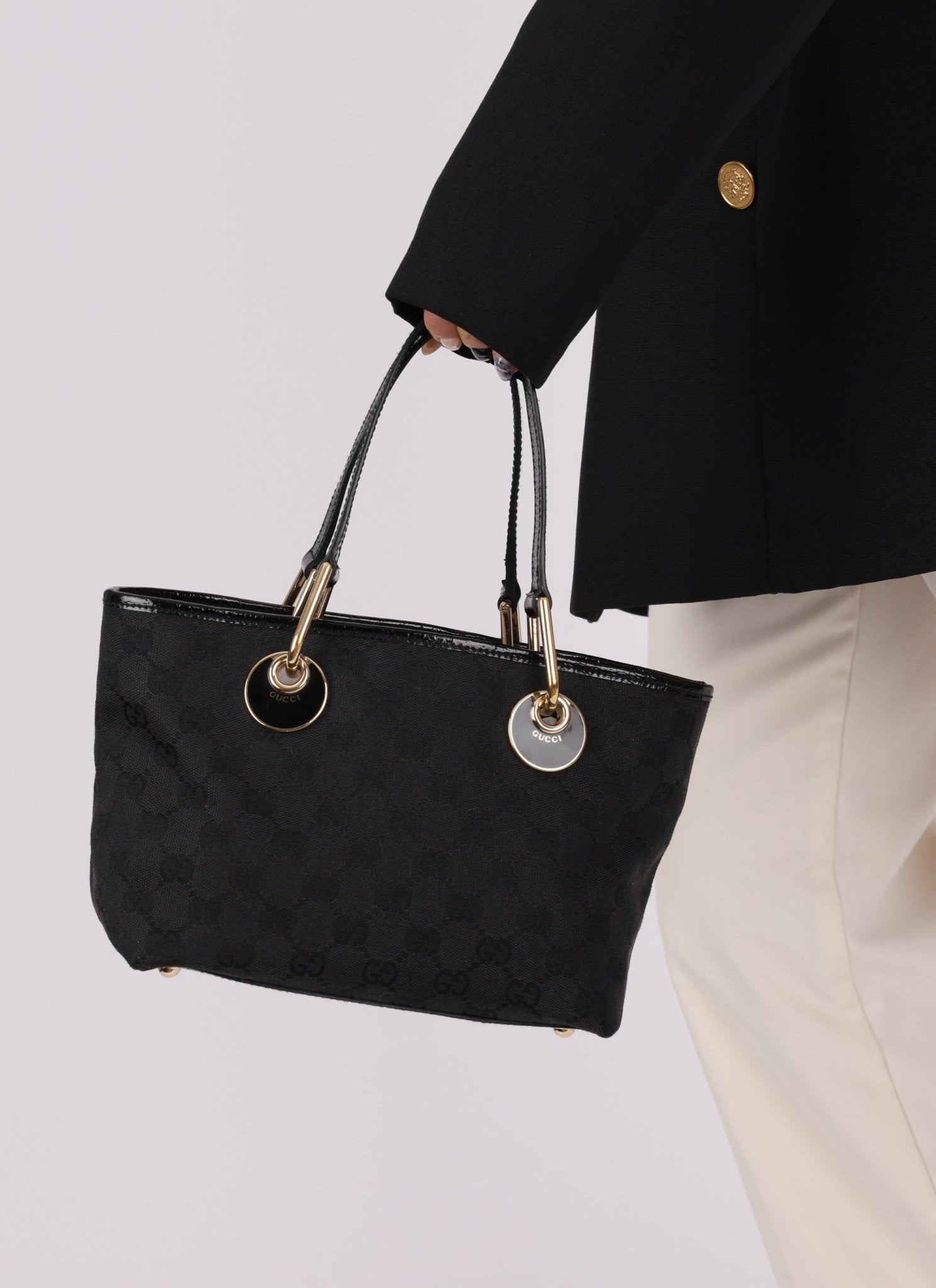 Gucci Monogram Canvas Black Mini Tote Bag - FashioNica