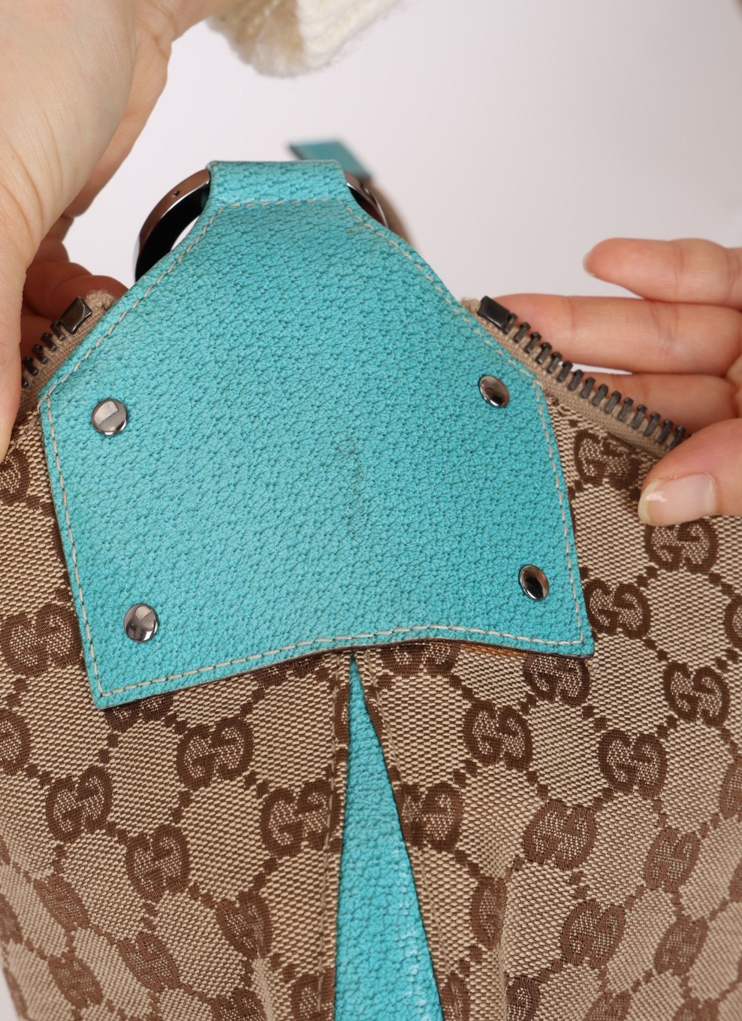 Gucci Monogram Canvas Half Moon Whipstitch Hobo - FashioNica