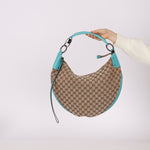 Gucci Monogram Canvas Half Moon Whipstitch Hobo - FashioNica