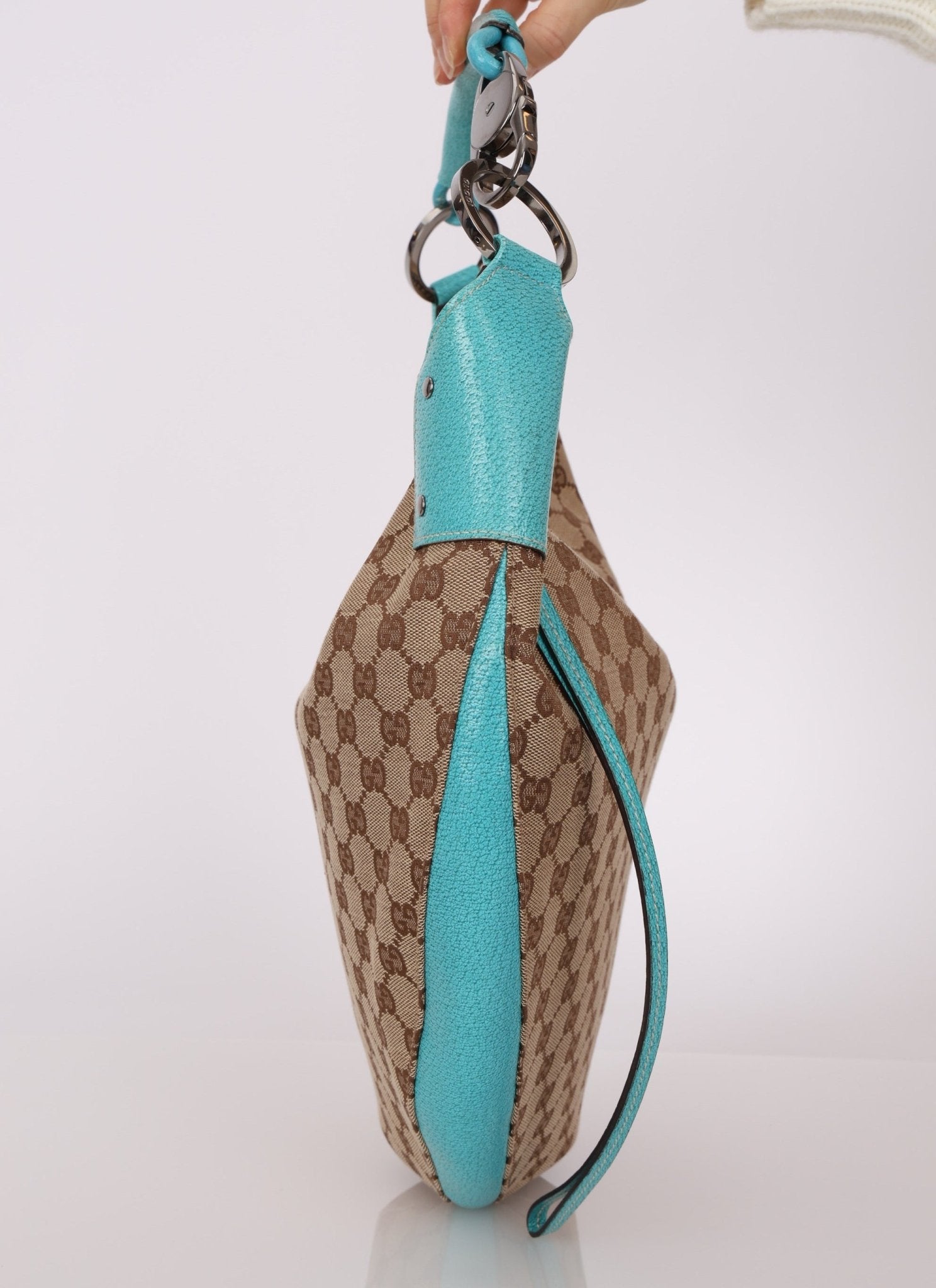 Gucci Monogram Canvas Half Moon Whipstitch Hobo - FashioNica